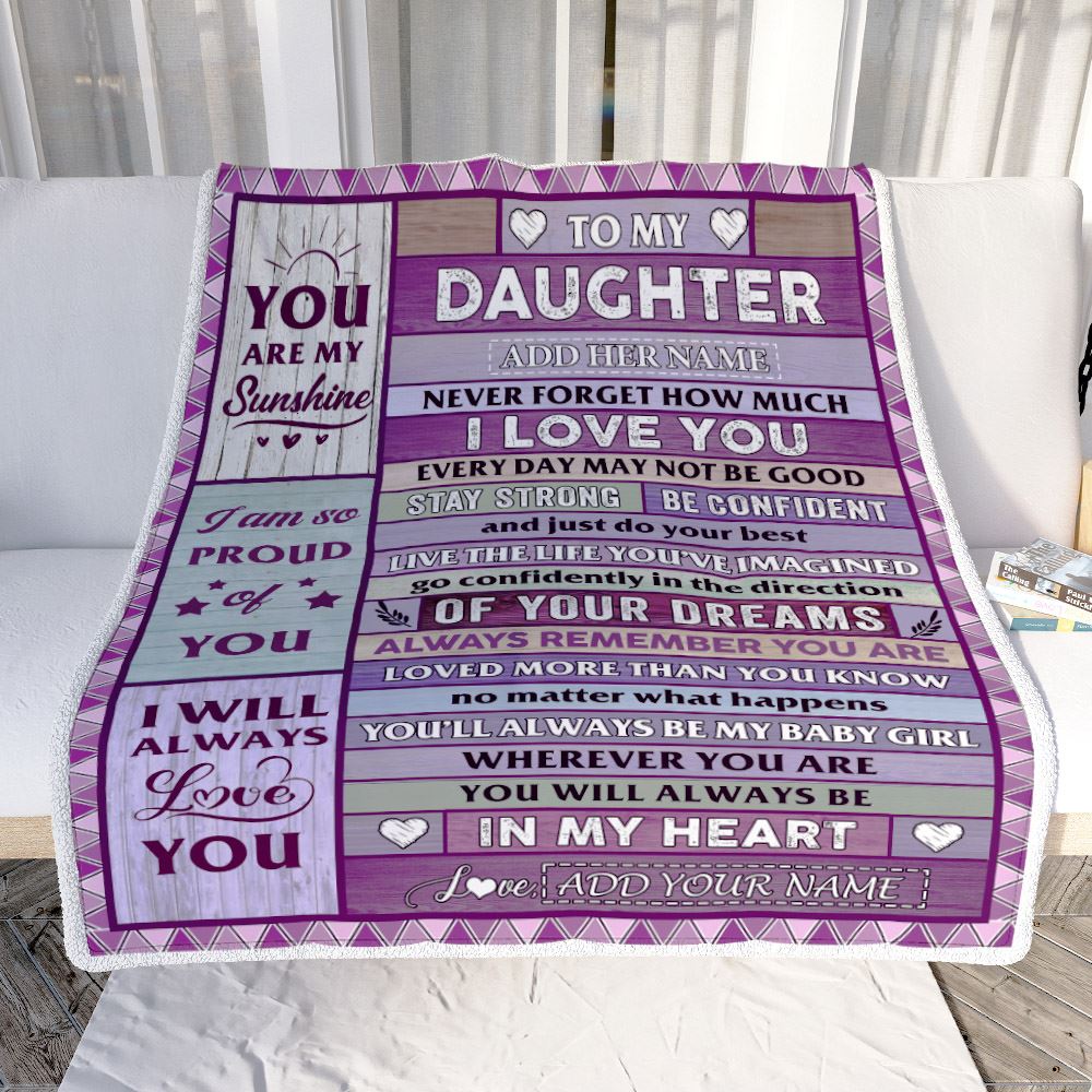 Personalized To My Daughter Gifts From Mom Dad Mother Blanket Wood Purple Gifts Grown Daughter Birthday Gifts Graduation Christmas Customized Fleece Blanket | teecentury