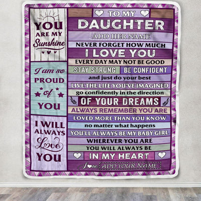 Personalized To My Daughter Gifts From Mom Dad Mother Blanket Wood Purple Gifts Grown Daughter Birthday Gifts Graduation Christmas Customized Fleece Blanket | teecentury