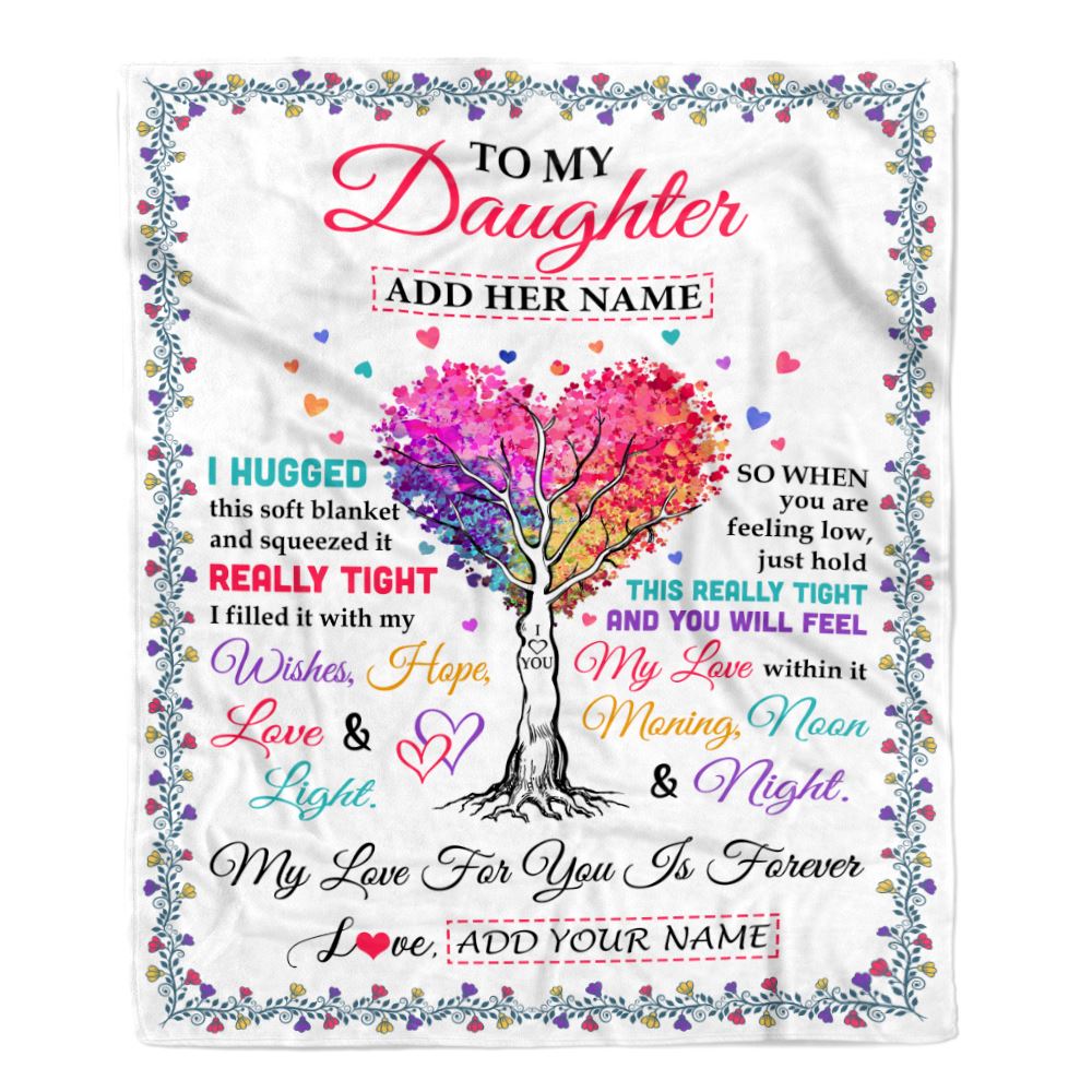 Personalized To My Daughter Gifts From Mom Dad Mother Hugged Blanket Birthday Gifts For Daughter Graduation Christmas Customized Fleece Blanket | teecentury
