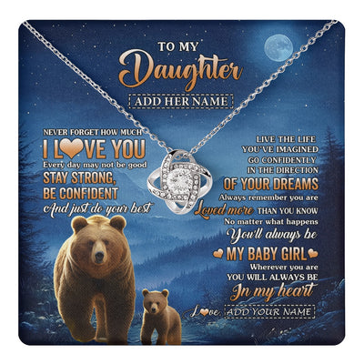 Love Knot Necklace 14K White Gold Finish | 1 | Personalized To My Daughter Gifts From Mom Dad Necklace Bear Never Forget How Much I Love You Daughter Birthday Gifts Christmas Custom Gift Box Message Card | teecentury.myshopify
