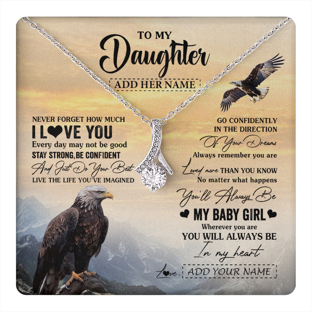 Alluring Beauty Necklace 14K White Gold Finish | 1 | Personalized To My Daughter Gifts From Mom Dad Necklace Eagle Never Forget How Much I Love You Daughter Birthday Graduation Christmas Gift Box Message Card | teecentury.myshopify