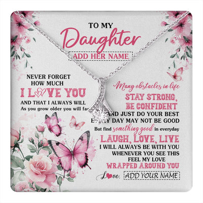 Alluring Beauty Necklace 14K White Gold Finish | 1 | Personalized To My Daughter Gifts From Mom Dad Necklace I Love You Butterfly Birthday Gifts For Daughter Graduation Christmas Custom Gift Box Message Card | https://teecentury.