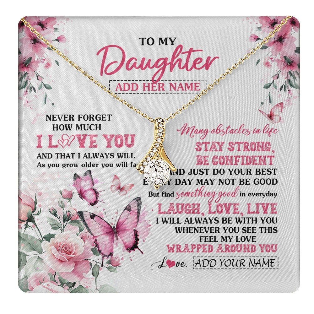 Alluring Beauty Necklace 18K Yellow Gold Finish | 1 | Personalized To My Daughter Gifts From Mom Dad Necklace I Love You Butterfly Birthday Gifts For Daughter Graduation Christmas Custom Gift Box Message Card | https://teecentury.
