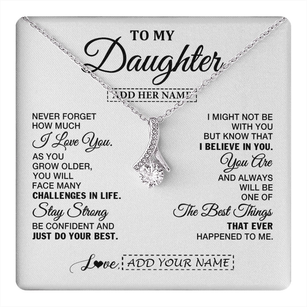 Alluring Beauty Necklace 14K White Gold Finish | 1 | Personalized To My Daughter Gifts From Mom Dad Necklace I Love You Thoughtful Keepsake Gift For Daughter Birthday Graduation Christmas Gift Box Message Card | https://teecentury.