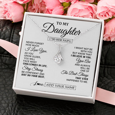 Alluring Beauty Necklace 14K White Gold Finish | 2 | Personalized To My Daughter Gifts From Mom Dad Necklace I Love You Thoughtful Keepsake Gift For Daughter Birthday Graduation Christmas Gift Box Message Card | https://teecentury.