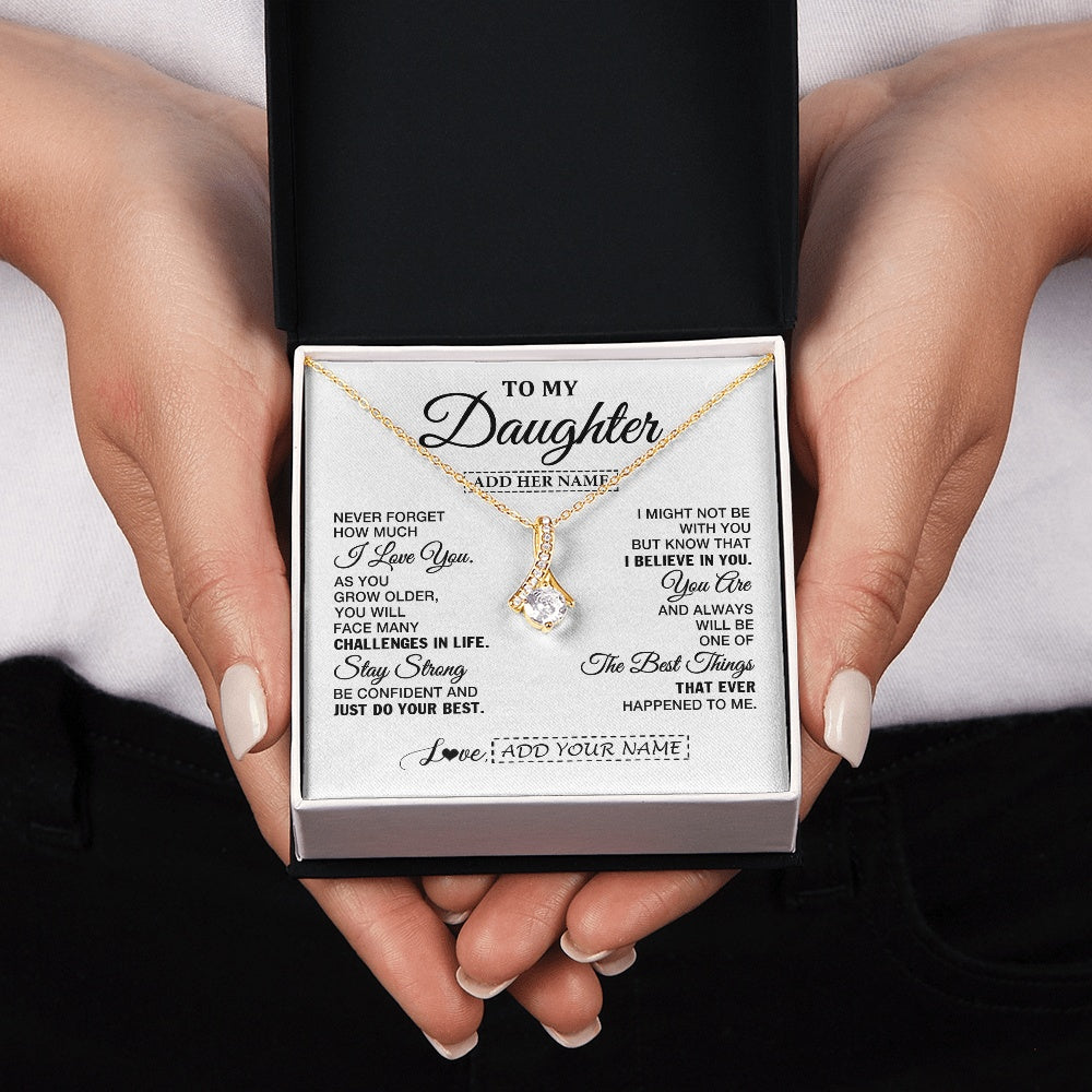 Alluring Beauty Necklace 18K Yellow Gold Finish | 2 | Personalized To My Daughter Gifts From Mom Dad Necklace I Love You Thoughtful Keepsake Gift For Daughter Birthday Graduation Christmas Gift Box Message Card | https://teecentury.