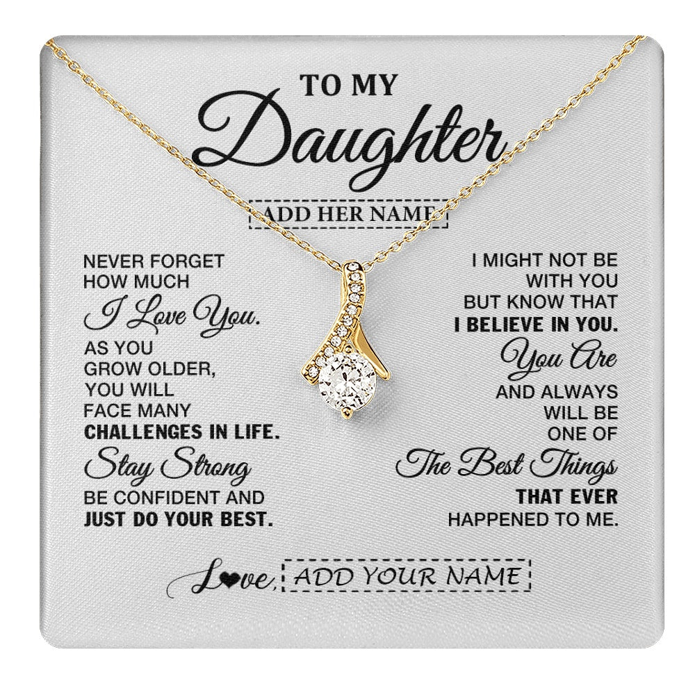 Alluring Beauty Necklace 18K Yellow Gold Finish | 1 | Personalized To My Daughter Gifts From Mom Dad Necklace I Love You Thoughtful Keepsake Gift For Daughter Birthday Graduation Christmas Gift Box Message Card | https://teecentury.