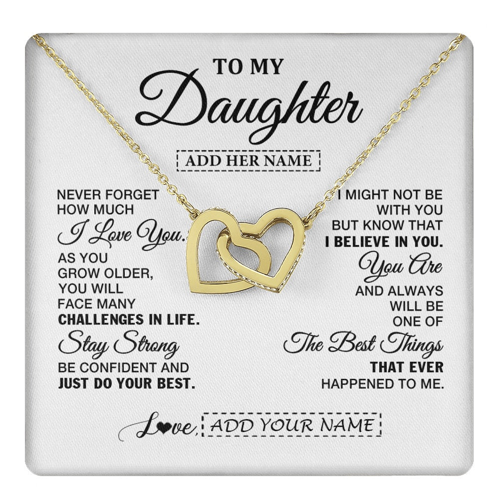 Interlocking Hearts Necklace 18K Yellow Gold Finish | 1 | Personalized To My Daughter Gifts From Mom Dad Necklace I Love You Thoughtful Keepsake Gift For Daughter Birthday Graduation Christmas Gift Box Message Card | https://teecentury.