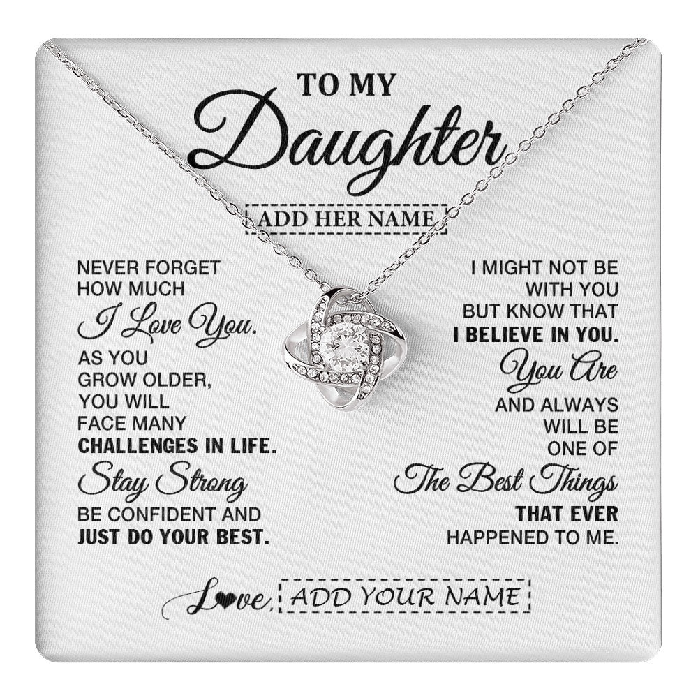 Love Knot Necklace 14K White Gold Finish | 1 | Personalized To My Daughter Gifts From Mom Dad Necklace I Love You Thoughtful Keepsake Gift For Daughter Birthday Graduation Christmas Gift Box Message Card | https://teecentury.