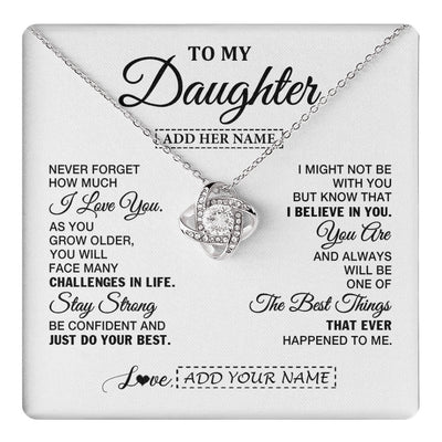 Love Knot Necklace 14K White Gold Finish | 1 | Personalized To My Daughter Gifts From Mom Dad Necklace I Love You Thoughtful Keepsake Gift For Daughter Birthday Graduation Christmas Gift Box Message Card | https://teecentury.
