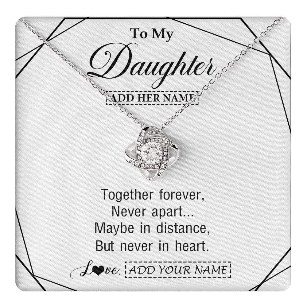 Love Knot Necklace 14K White Gold Finish | 1 | Personalized To My Daughter Gifts From Mom Dad Necklace Together Forever With Heartfelt Message Daughter Birthday Christmas Custom Gift Box Message Card | https://teecentury.