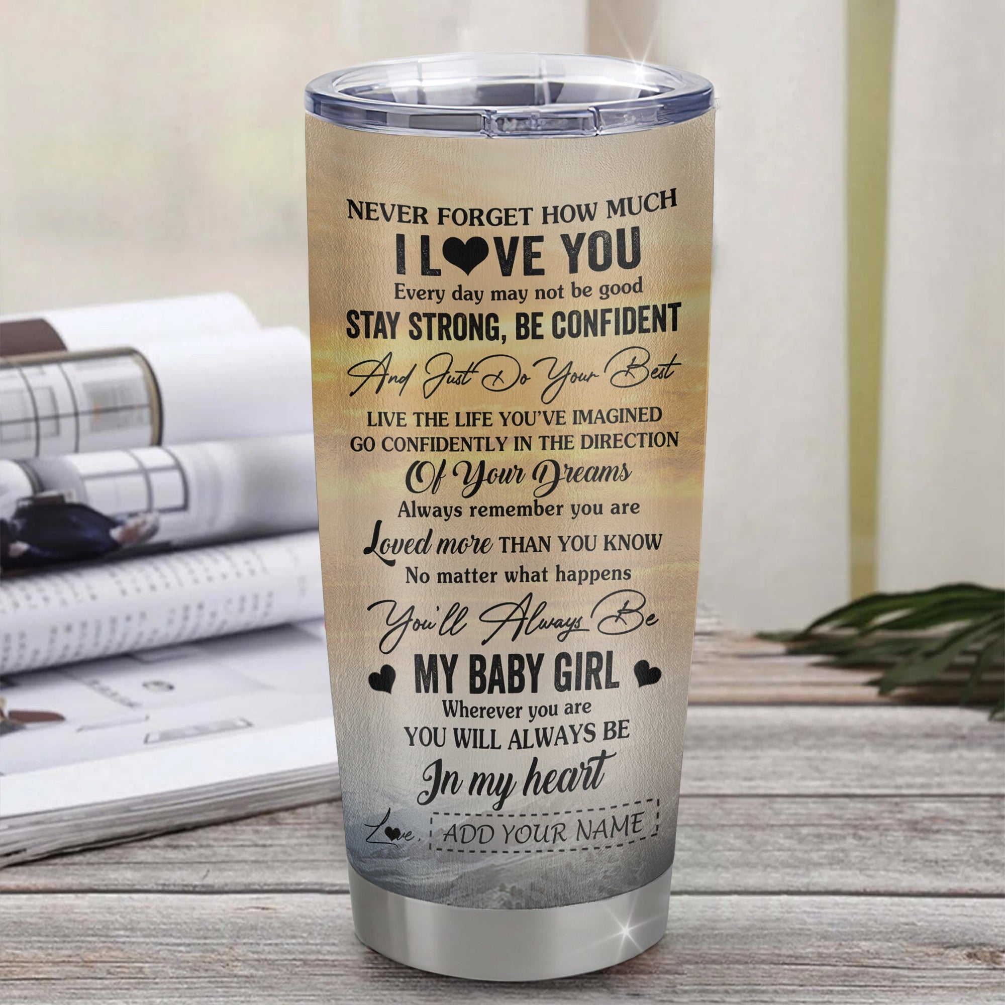 Personalized To My Daughter Gifts From Mom Dad Tumbler Eagle Never Forget How Much I Love You Daughter Birthday Graduation Christmas Custom Stainless Steel Travel Mug | teecentury