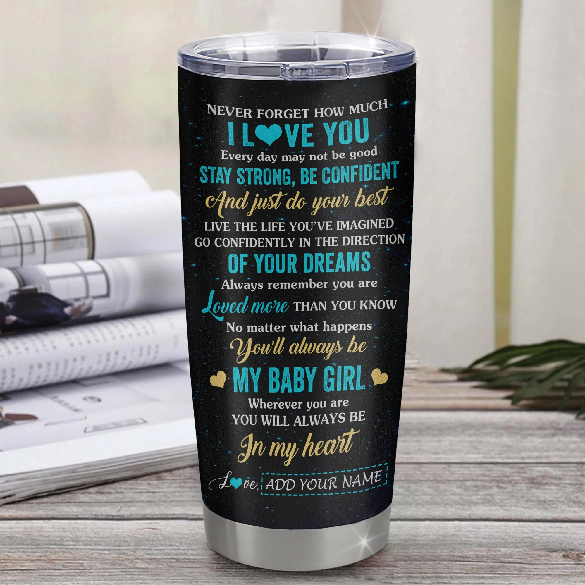 Personalized To My Daughter Gifts From Mom Dad Tumbler White Tiger Never Forget How Much I Love You Daughter Birthday Graduation Christmas Custom Stainless Steel Mug | teecentury
