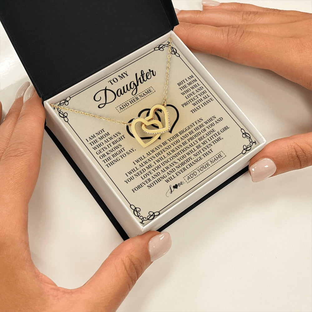 Interlocking Hearts Necklace 18K Yellow Gold Finish | 2 | Personalized To My Daughter Gifts From Mom Daughter Birthday Gifts Jewelry For Women Mother Daughter Pendant Necklace Christmas Custom Gift Box Message Card | teecentury.myshopify