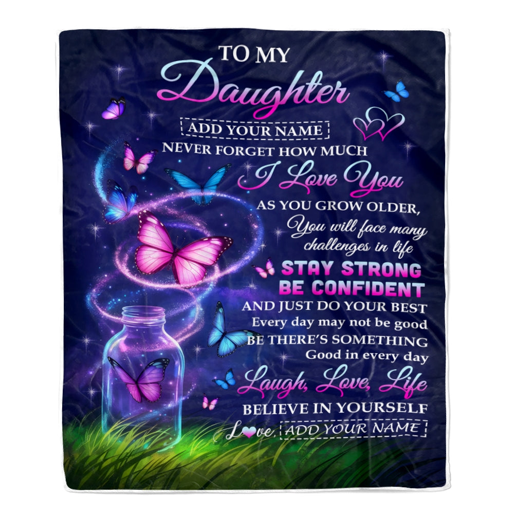 Personalized To My Daughter Gifts From Mom Mother Blanket Butterfly I Love You Great Birthday Gifts For Daughter Wedding Graduation Christmas Fleece Blanket | teecentury