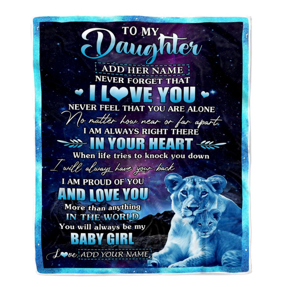 Personalized To My Daughter Gifts From Mom Mother Blanket I Love You Lion Birthday Gift Ideas For Daughter Graduation Christmas Customized Fleece Blanket | teecentury