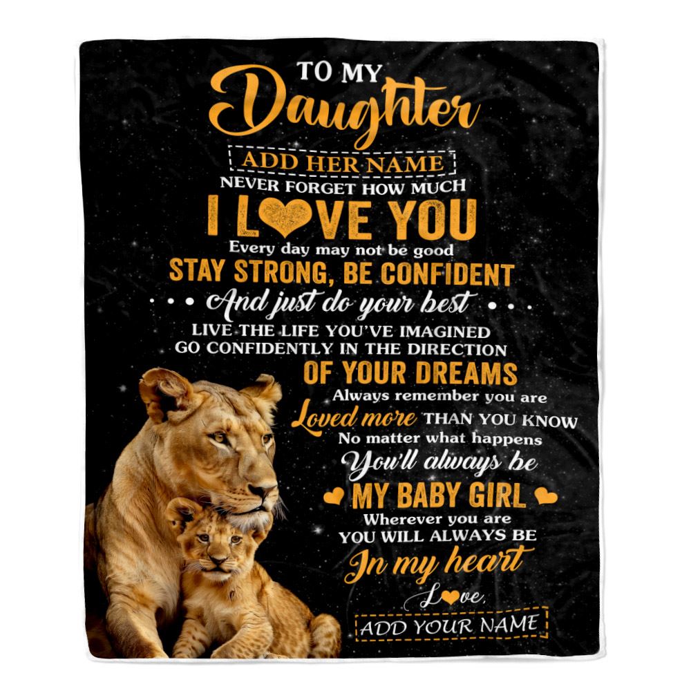 Personalized To My Daughter Gifts From Mom Mother Blanket Lion Never Forget How Much I Love You Daughter Birthday Gifts Graduation Christmas Fleece Blanket | teecentury