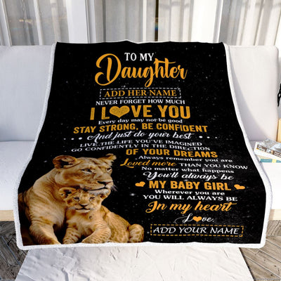 Personalized To My Daughter Gifts From Mom Mother Blanket Lion Never Forget How Much I Love You Daughter Birthday Gifts Graduation Christmas Fleece Blanket | teecentury
