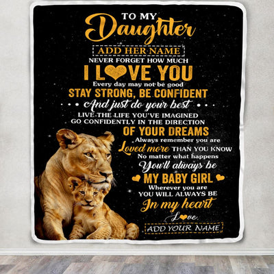 Personalized To My Daughter Gifts From Mom Mother Blanket Lion Never Forget How Much I Love You Daughter Birthday Gifts Graduation Christmas Fleece Blanket | teecentury
