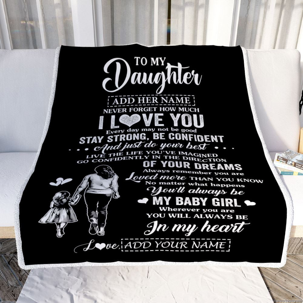 Personalized To My Daughter Gifts From Mom Mother Blanket Never Forget How Much I Love You Daughter Birthday Graduation Christmas Customized Fleece Blanket | teecentury