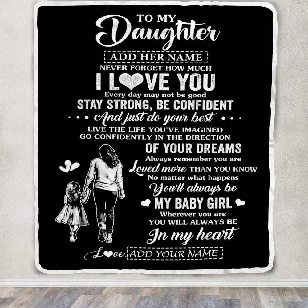 Personalized To My Daughter Gifts From Mom Mother Blanket Never Forget How Much I Love You Daughter Birthday Graduation Christmas Customized Fleece Blanket | teecentury