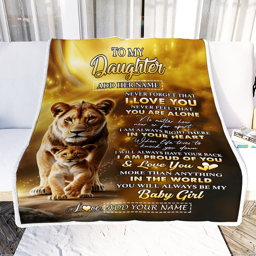 Personalized To My Daughter Gifts From Mom Mother Blanket Never Forget That I Love You Lion Daughter Birthday Gifts Graduation Christmas Custom Fleece Blanket | teecentury