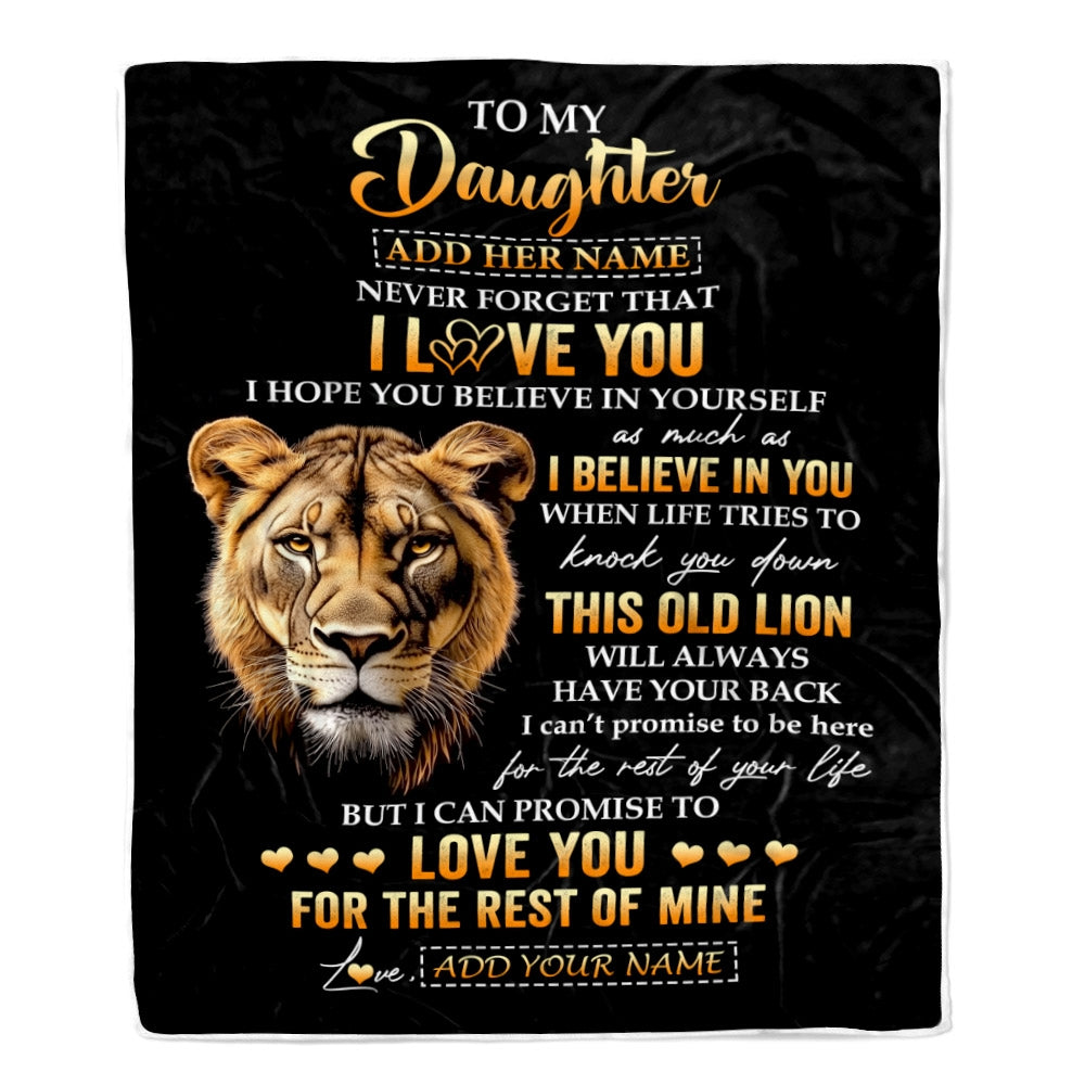 Personalized To My Daughter Gifts From Mom Mother Blanket Old Lion Love You Daughter Birthday Gifts Graduation Christmas Customized Fleece Throw Blanket | teecentury