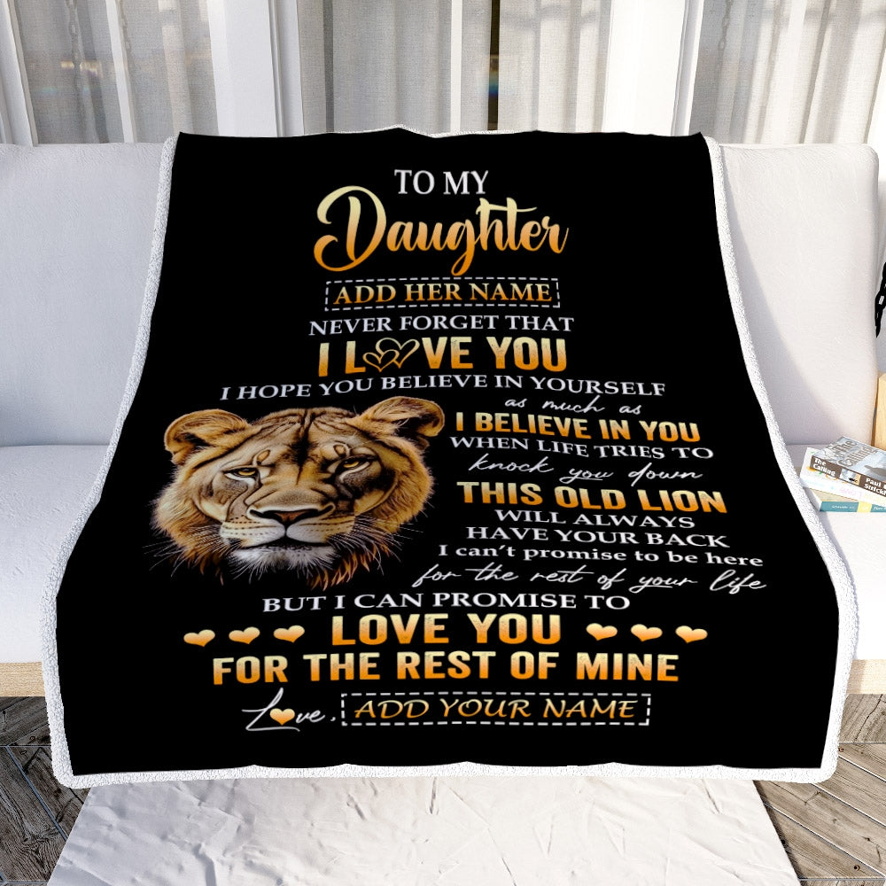 Personalized To My Daughter Gifts From Mom Mother Blanket Old Lion Love You Daughter Birthday Gifts Graduation Christmas Customized Fleece Throw Blanket | teecentury