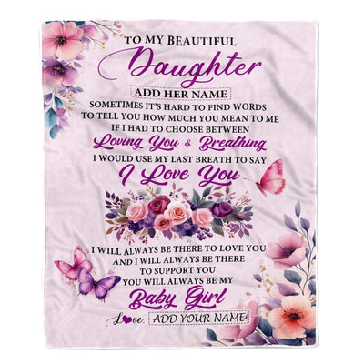Personalized To My Daughter Gifts From Mom Mother Blanket Purple Floral Loving You Birthday Gifts For Daughter Mothers Day Graduation Christmas Fleece Blanket Shirt & Hoodie | teecentury