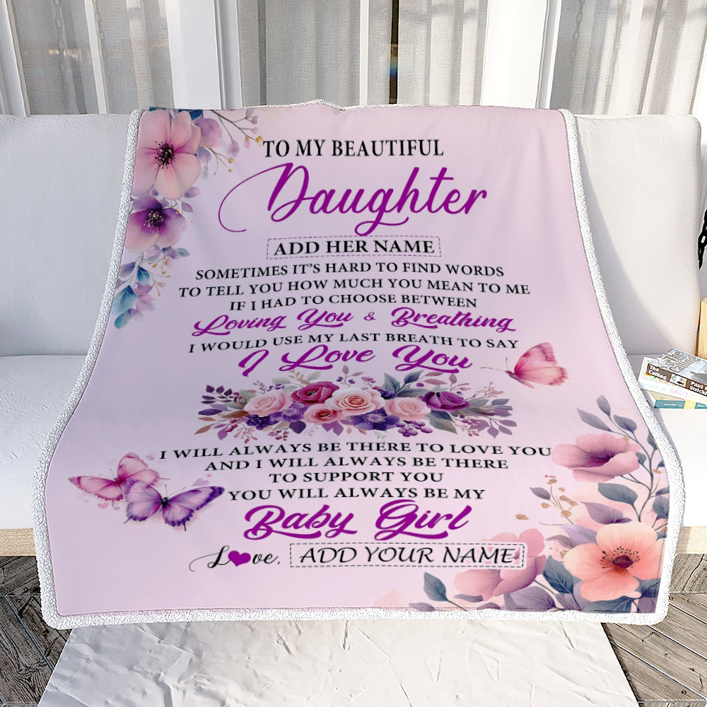 Personalized To My Daughter Gifts From Mom Mother Blanket Purple Floral Loving You Birthday Gifts For Daughter Mothers Day Graduation Christmas Fleece Blanket Shirt & Hoodie | teecentury