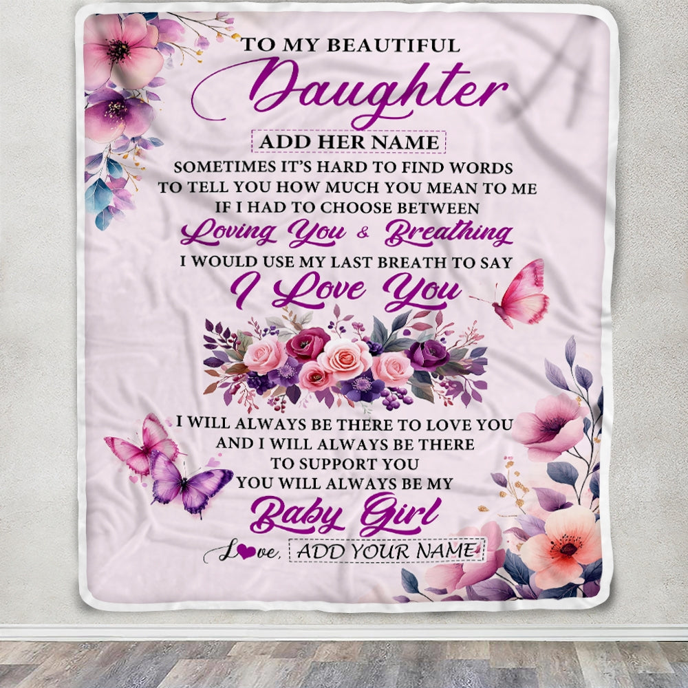 Personalized To My Daughter Gifts From Mom Mother Blanket Purple Floral Loving You Birthday Gifts For Daughter Mothers Day Graduation Christmas Fleece Blanket Shirt & Hoodie | teecentury