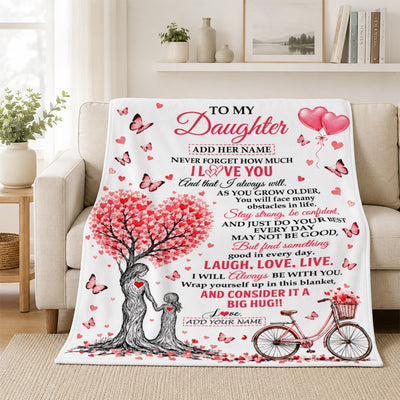Personalized To My Daughter Gifts From Mom Mother Blanket Tree I Love You Always Will Birthday Christmas Gift For Daughter Custom Fleece Throw Blanket | teecentury