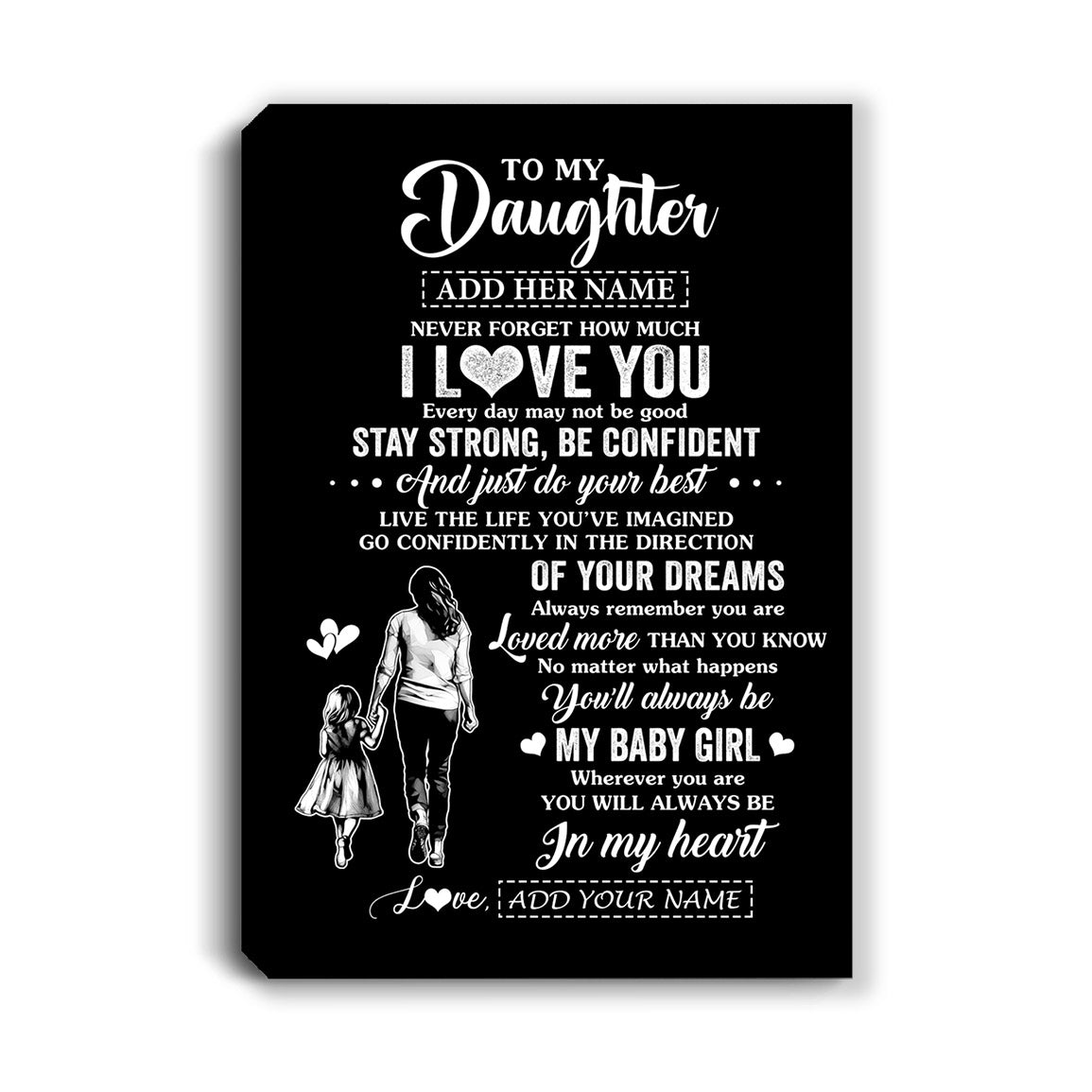 Personalized To My Daughter Gifts From Mom Mother Canvas Never Forget How Much I Love You Daughter Birthday Graduation Christmas Gift Custom Wall Art Framed Canvas | teecentury
