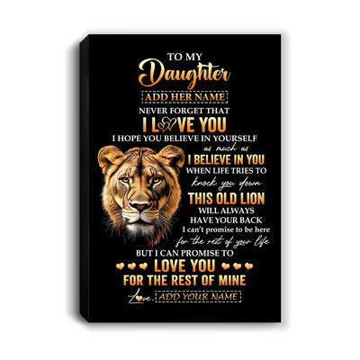 Personalized To My Daughter Gifts From Mom Mother Canvas Old Lion Love You Daughter Birthday Gifts Graduation Christmas Custom Wall Art Print Framed Canvas | teecentury