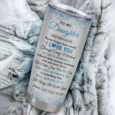 Personalized To My Daughter Gifts From Mom Mother Dad Father Tumbler Blue Tree Butterfly Birthday Gifts For Daughter Graduation Christmas Custom Cup Travel Mug | teecentury