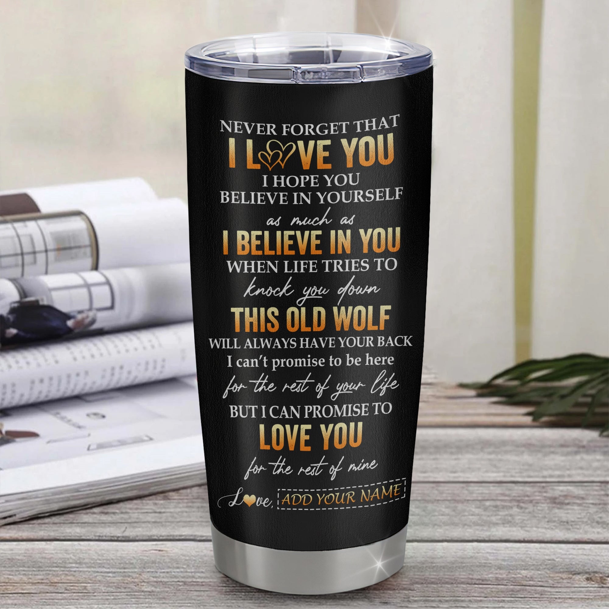 Personalized To My Daughter Gifts From Mom Mother Dad Father Tumbler Old Wolf Love You Daughter Birthday Gifts Graduation Christmas Custom Cup Travel Mug | teecentury