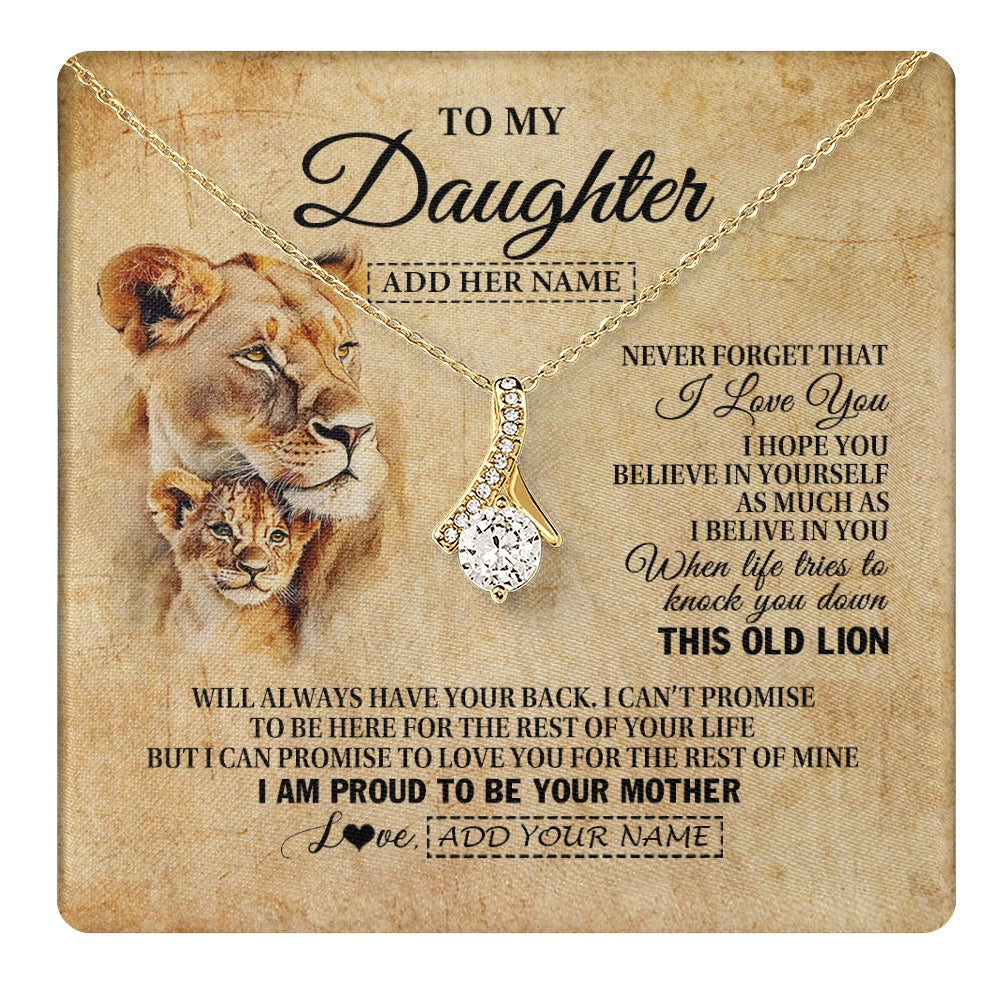 Alluring Beauty Necklace 18K Yellow Gold Finish | 1 | Personalized To My Daughter Gifts From Mom Mother Lion Necklace I Love You Daughter Birthday Gifts From Mom Graduation Christmas Custom Gift Box Message Card | teecentury.myshopify