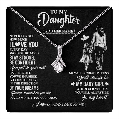 Alluring Beauty Necklace 14K White Gold Finish | 1 | Personalized To My Daughter Gifts From Mom Mother Necklace Never Forget How Much I Love You Daughter Birthday Graduation Christmas Custom Gift Box Message Card | https://teecentury.