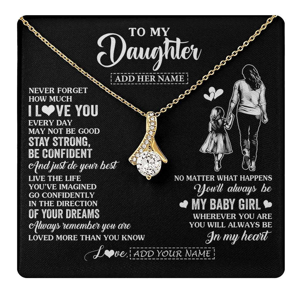 Alluring Beauty Necklace 18K Yellow Gold Finish | 1 | Personalized To My Daughter Gifts From Mom Mother Necklace Never Forget How Much I Love You Daughter Birthday Graduation Christmas Custom Gift Box Message Card | https://teecentury.