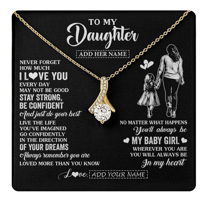 Alluring Beauty Necklace 18K Yellow Gold Finish | 1 | Personalized To My Daughter Gifts From Mom Mother Necklace Never Forget How Much I Love You Daughter Birthday Graduation Christmas Custom Gift Box Message Card | https://teecentury.