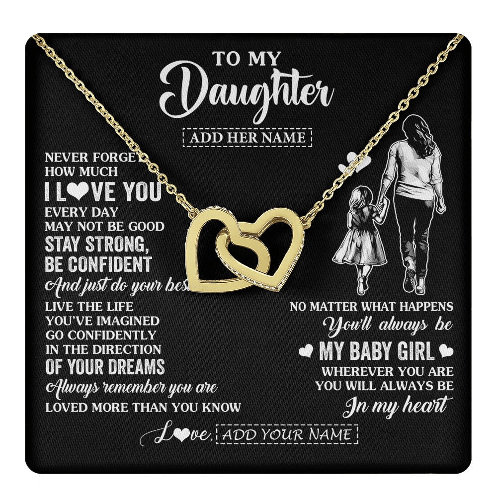 Interlocking Hearts Necklace 18K Yellow Gold Finish | 1 | Personalized To My Daughter Gifts From Mom Mother Necklace Never Forget How Much I Love You Daughter Birthday Graduation Christmas Custom Gift Box Message Card | https://teecentury.