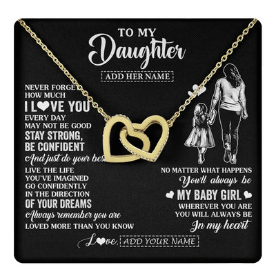 Interlocking Hearts Necklace 18K Yellow Gold Finish | 1 | Personalized To My Daughter Gifts From Mom Mother Necklace Never Forget How Much I Love You Daughter Birthday Graduation Christmas Custom Gift Box Message Card | https://teecentury.