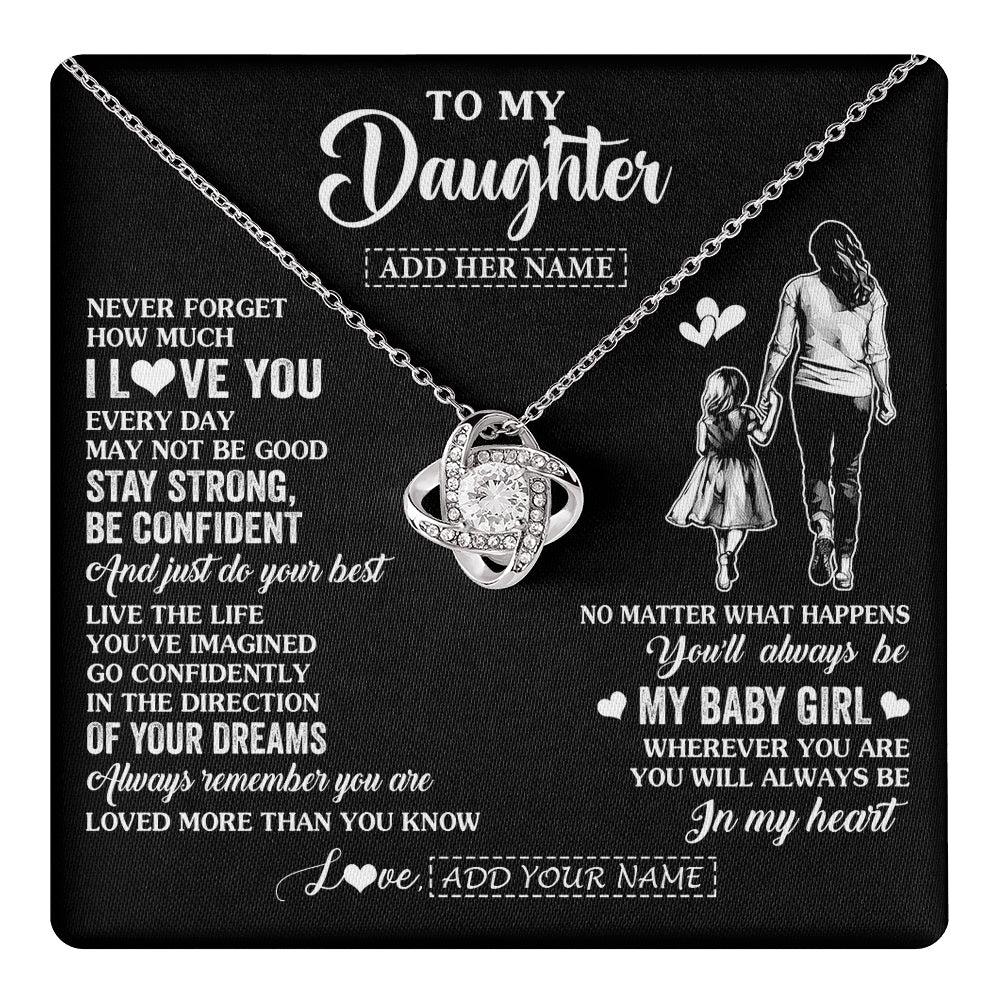 Love Knot Necklace 14K White Gold Finish | 1 | Personalized To My Daughter Gifts From Mom Mother Necklace Never Forget How Much I Love You Daughter Birthday Graduation Christmas Custom Gift Box Message Card | https://teecentury.