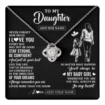 Love Knot Necklace 14K White Gold Finish | 1 | Personalized To My Daughter Gifts From Mom Mother Necklace Never Forget How Much I Love You Daughter Birthday Graduation Christmas Custom Gift Box Message Card | https://teecentury.