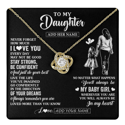 Love Knot Necklace 18K Yellow Gold Finish | 1 | Personalized To My Daughter Gifts From Mom Mother Necklace Never Forget How Much I Love You Daughter Birthday Graduation Christmas Custom Gift Box Message Card | https://teecentury.