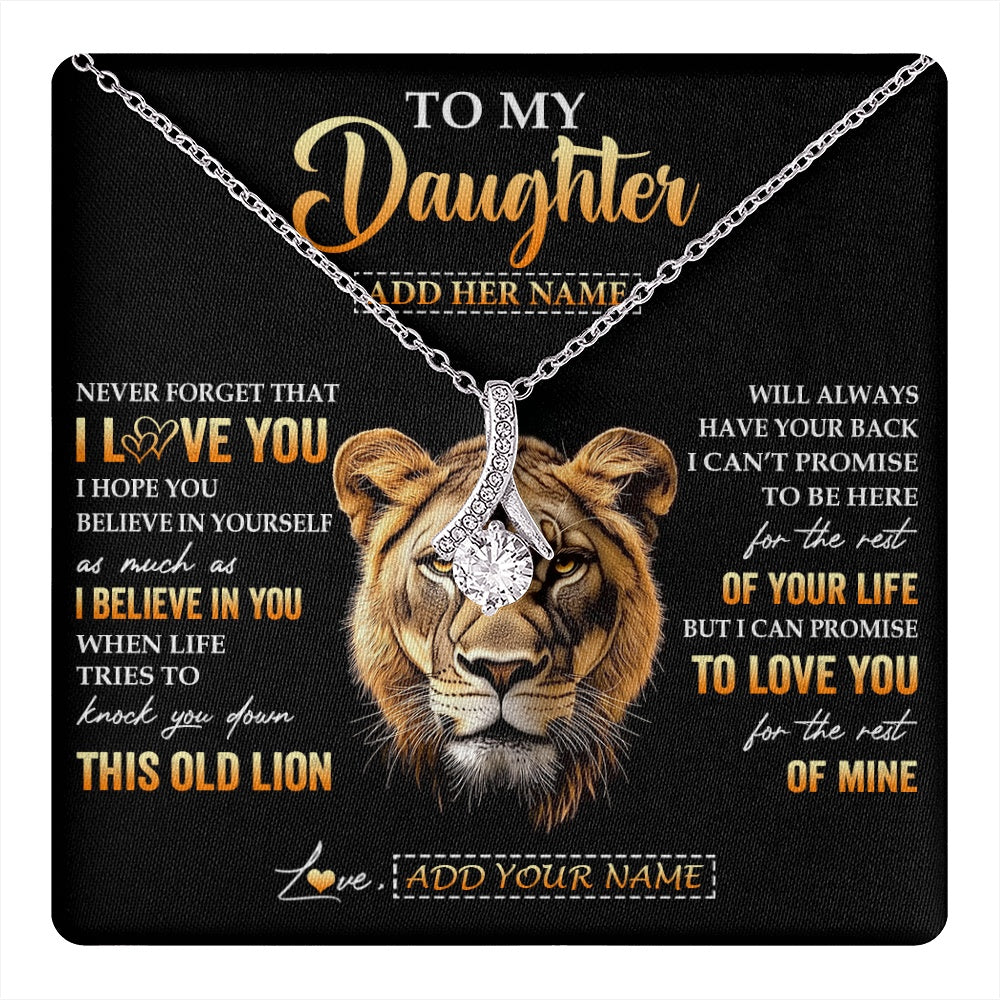 Alluring Beauty Necklace 14K White Gold Finish | 1 | Personalized To My Daughter Gifts From Mom Mother Necklace Old Lion Love You Daughter Birthday Gifts Graduation Christmas Customized Gift Box Message Card | teecentury.myshopify