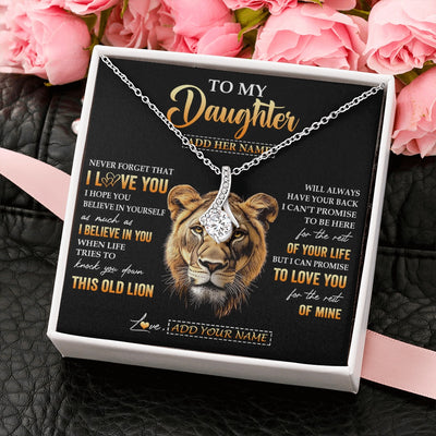 Alluring Beauty Necklace 14K White Gold Finish | 2 | Personalized To My Daughter Gifts From Mom Mother Necklace Old Lion Love You Daughter Birthday Gifts Graduation Christmas Customized Gift Box Message Card | teecentury.myshopify