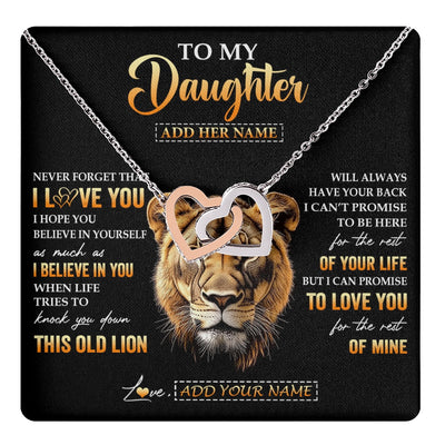 Interlocking Hearts Necklace Stainless Steel & Rose Gold Finish | 1 | Personalized To My Daughter Gifts From Mom Mother Necklace Old Lion Love You Daughter Birthday Gifts Graduation Christmas Customized Gift Box Message Card | teecentury.myshopify