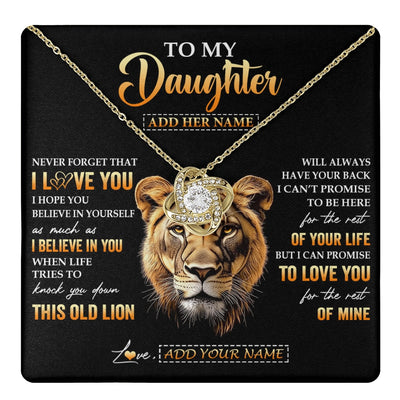 Love Knot Necklace 18K Yellow Gold Finish | 1 | Personalized To My Daughter Gifts From Mom Mother Necklace Old Lion Love You Daughter Birthday Gifts Graduation Christmas Customized Gift Box Message Card | teecentury.myshopify