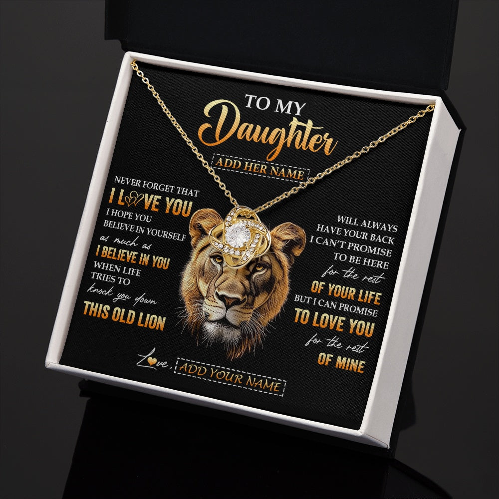 Love Knot Necklace 18K Yellow Gold Finish | 2 | Personalized To My Daughter Gifts From Mom Mother Necklace Old Lion Love You Daughter Birthday Gifts Graduation Christmas Customized Gift Box Message Card | teecentury.myshopify